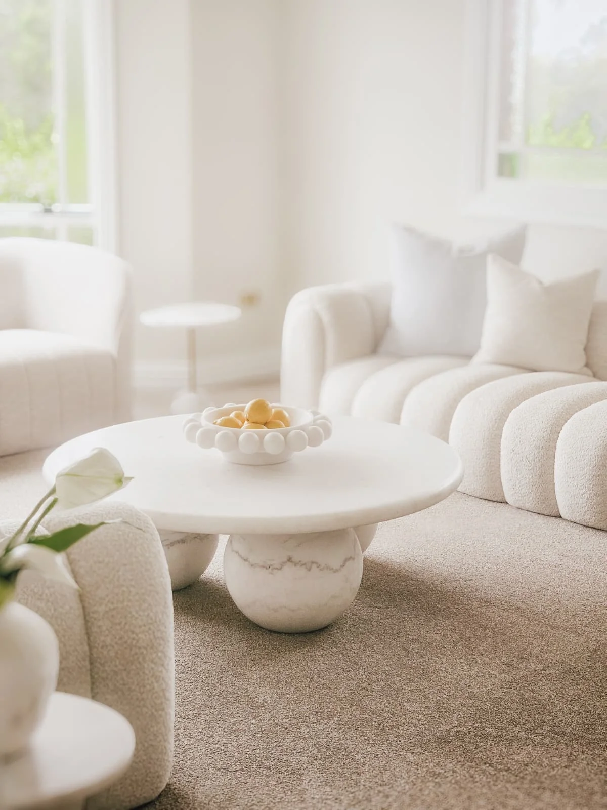 Lounge room with stone coffee table