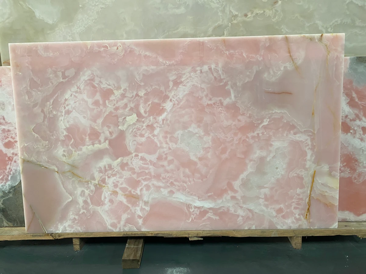 Pink & White Onyx stone slab